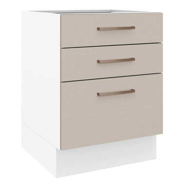 Gabinete Bajo 60 cm 3 Cajones Sin Encimera Blanco/Crema Agata Madesa