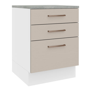 Gabinete Bajo 60 cm 3 Cajones Blanco/Crema Agata Madesa