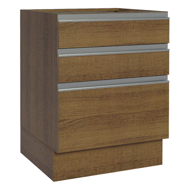 Gabinete Bajo 60 cm 3 Cajones Sin Encimera Marron Glamy Madesa