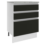 Gabinete Bajo 60 cm 3 Cajones Blanco/Negro Glamy Madesa