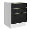 Gabinete Bajo 60 cm 3 Cajones Sin Encimera Blanco/Negro Lux Madesa
