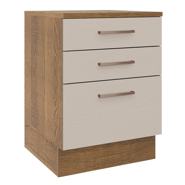 Gabinete Bajo 60 cm 3 Cajones Marrón/Crema Agata Madesa