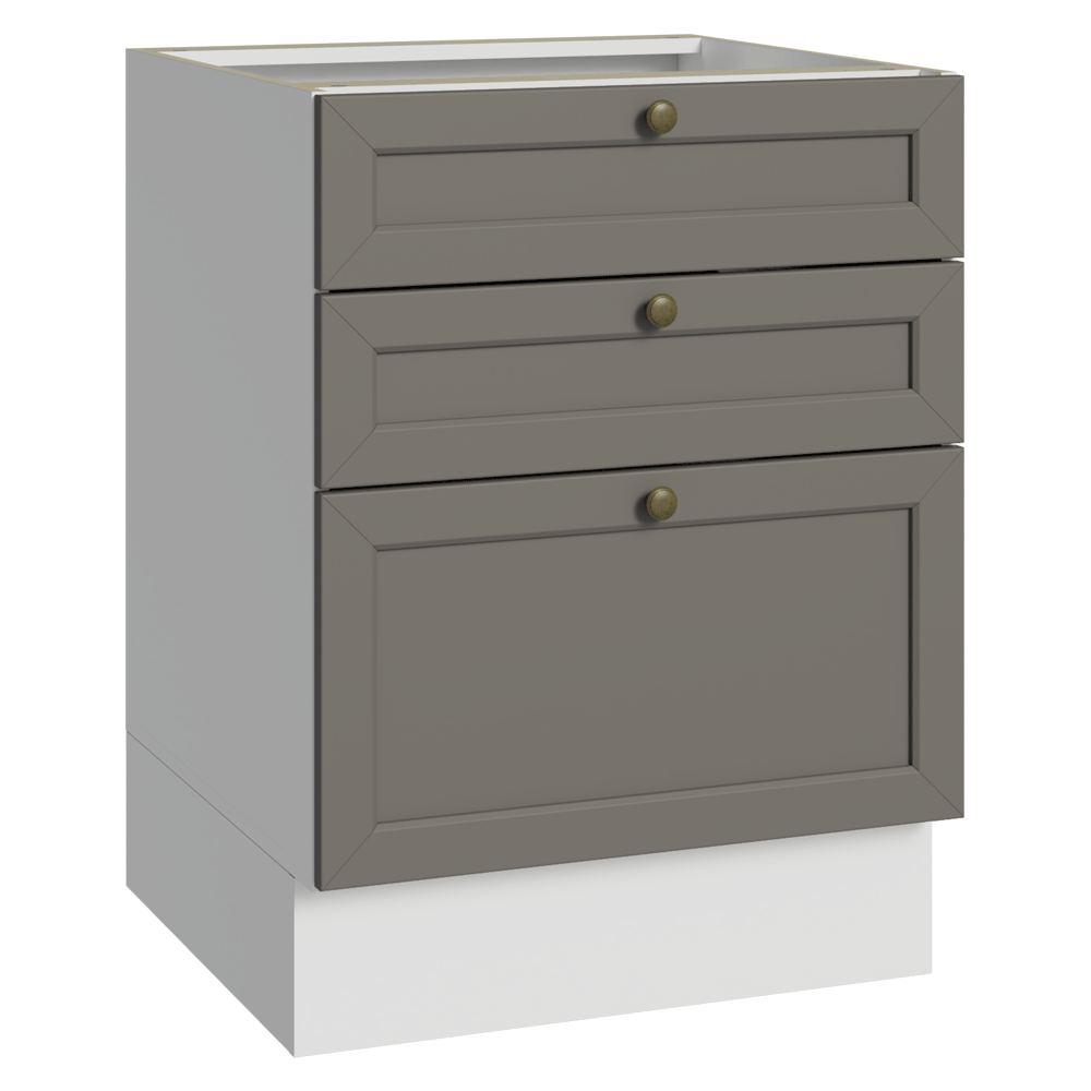Gabinete Bajo 60 cm 3 Cajones Sin Encimera Blanco/Gris Vik Madesa