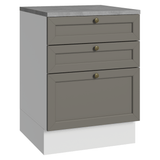 Gabinete Bajo de Cocina 60 x 60 cm 3 Cajones (Con Encimera) Blanco/Gris Vik Madesa