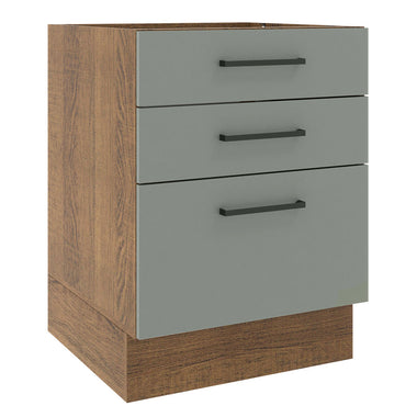 Gabinete Bajo 60 cm 3 Cajones Sin Encimera Marrón/Gris Agata Madesa