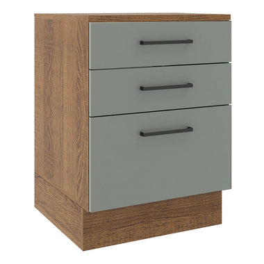 Gabinete Bajo 60 cm 3 Cajones Marrón/Gris Agata Madesa