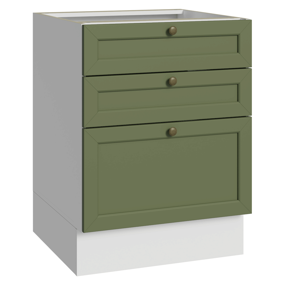 Gabinete Bajo 60 cm 3 Cajones Sin Encimera Blanco/Verde Vik Madesa