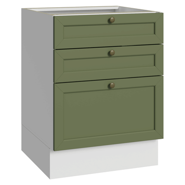 Gabinete Bajo 60 cm 3 Cajones Sin Encimera Blanco/Verde Vik Madesa