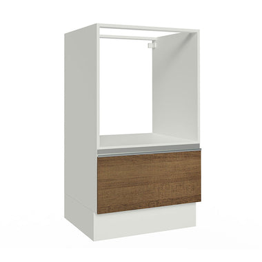 Gabinete Bajo para Horno 60 cm 1 Puerta Sin Encimera Blanco/Marrón Glamy Madesa
