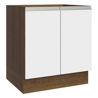 Gabinete Bajo 70 cm 2 Puertas Sin Encimera Marrón/Blanco Glamy Madesa
