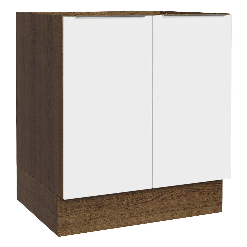Gabinete Bajo 70 cm 2 Puertas Sin Encimera Marrón/Blanco Stella Madesa