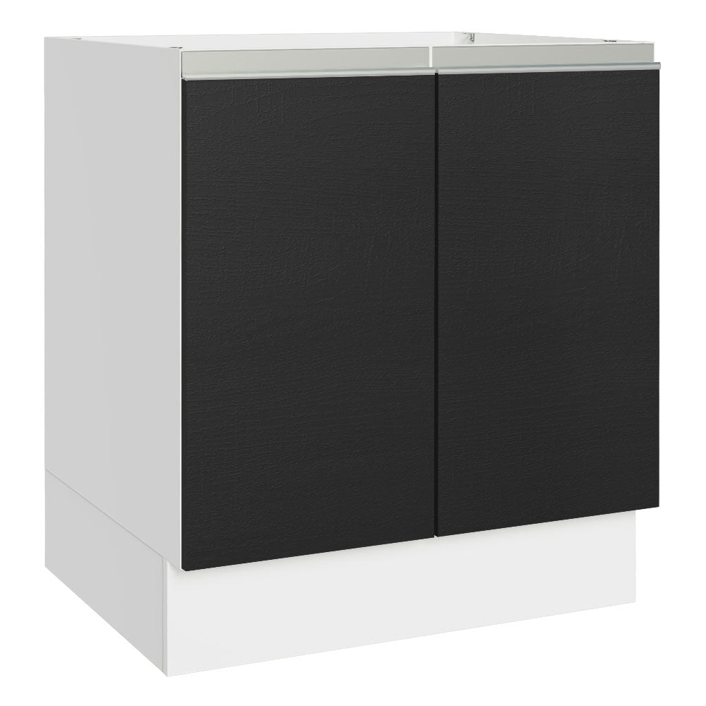 Gabinete Bajo 70 x 60 cm 2 Puertas (Sin Encimera) Blanco/Negro Glamy