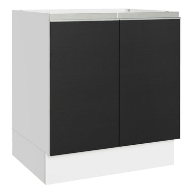 Gabinete Bajo 70 cm 2 Puertas Sin Encimera Blanco/Negro Glamy Madesa