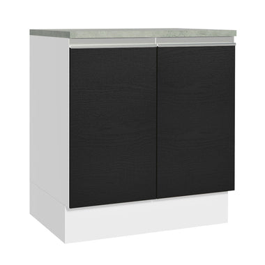 Gabinete Bajo 70 cm 2 Puertas Blanco/Negro Glamy Madesa