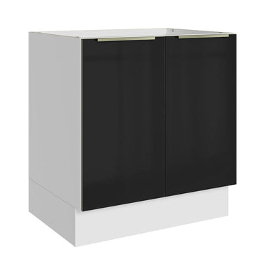 Gabinete Bajo 70 cm 2 Puertas Sin Encimera Blanco/Negro Lux Madesa