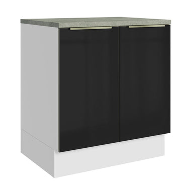 Gabinete Bajo 70 cm 2 Puertas Blanco/Negro Lux Madesa
