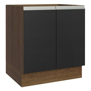 Gabinete Bajo 70 cm 2 Puertas Sin Encimera Marrón/Negro Glamy Madesa