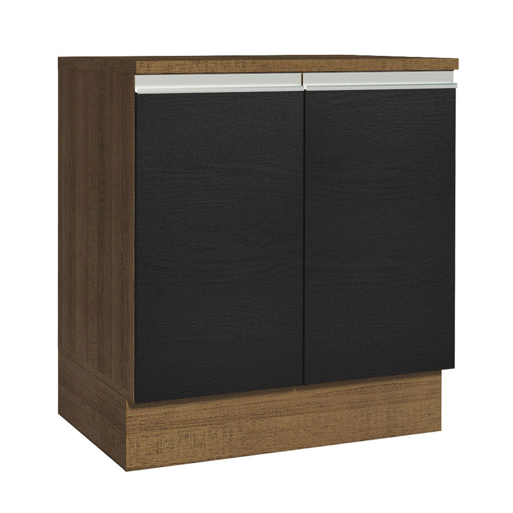 Gabinete Bajo 70 x 60 cm 2 Puertas (Con Encimera) Marrón/Negro Glamy