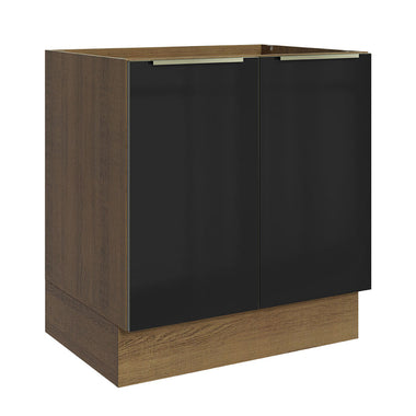 Gabinete Bajo 70 cm 2 Puertas Sin Encimera Marrón/Negro Lux Madesa