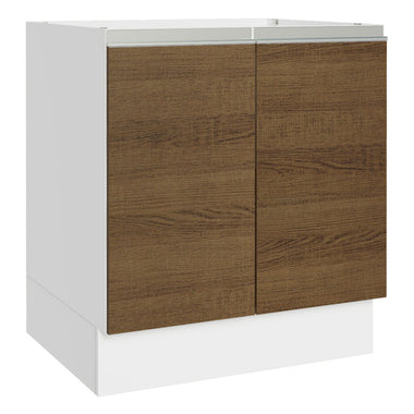 Gabinete Bajo 70 cm 2 Puertas Sin Encimera Blanco/Marrón Glamy Madesa