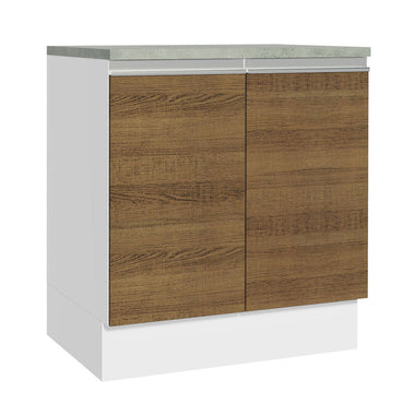 Gabinete Bajo 70 cm 2 Puertas Blanco/Marrón Glamy Madesa
