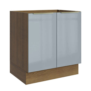 Gabinete Bajo 70 cm 2 Puertas Sin Encimera Marrón/Gris Lux Madesa