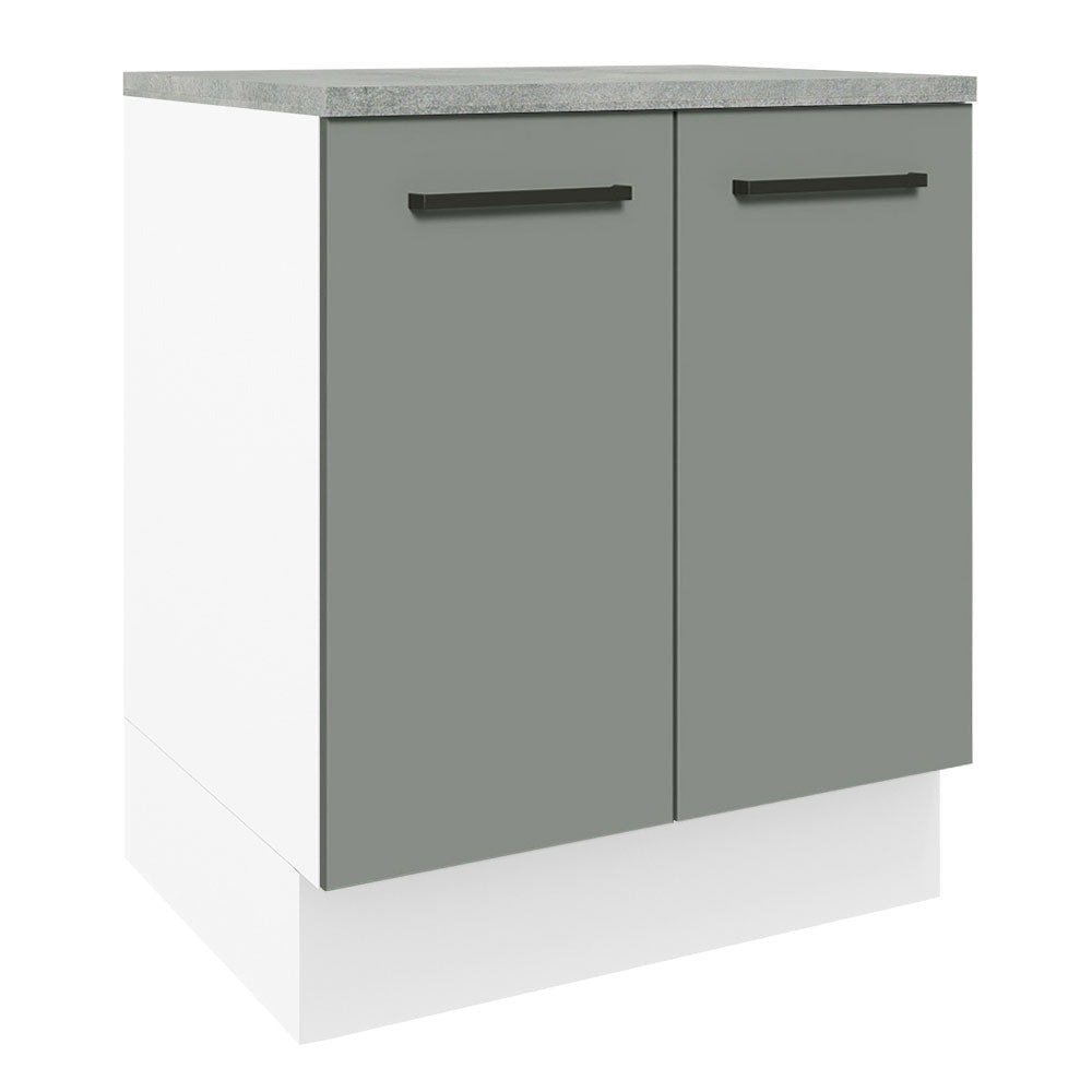 Gabinete Bajo 70 x 60 cm 2 Puertas (Con Encimera) Blanco/Gris Agata