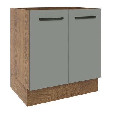 Gabinete Bajo 70 cm 2 Puertas Sin Encimera Marrón/Gris Agata Madesa