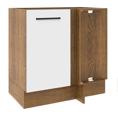 Gabinete Bajo Esquinero 80 cm 1 Puerta Sin Encimera Marrón/Blanco Agata Madesa