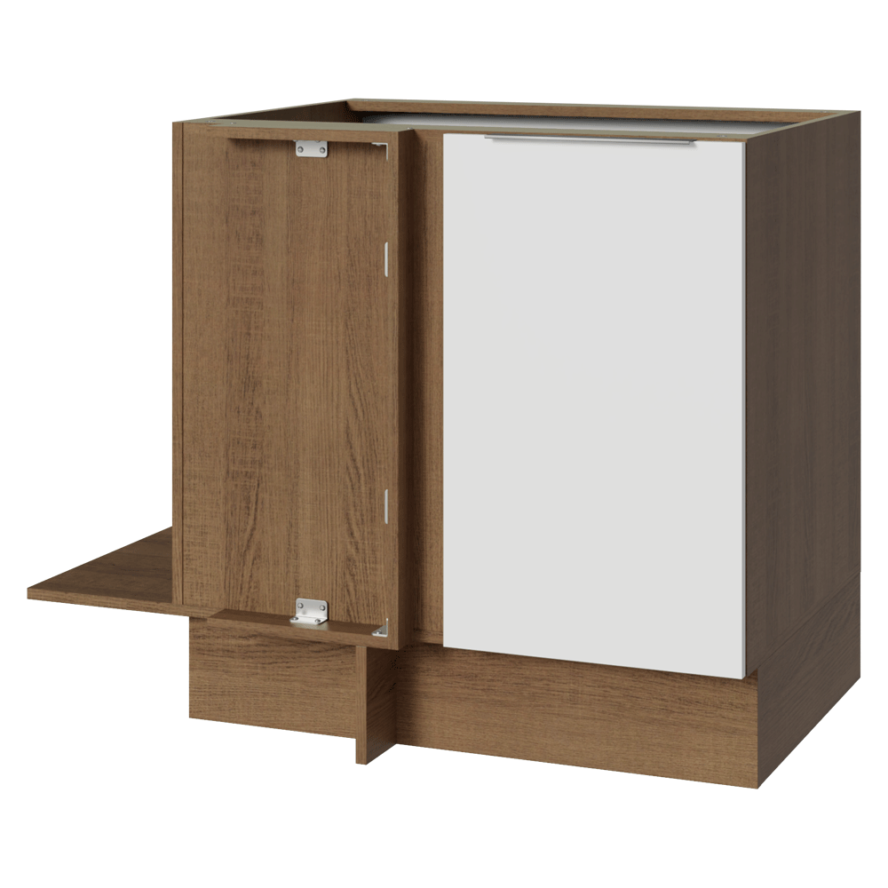 Gabinete Bajo Esquinero 80 cm 1 Puerta Sin Encimera Marrón/Blanco Stella Madesa