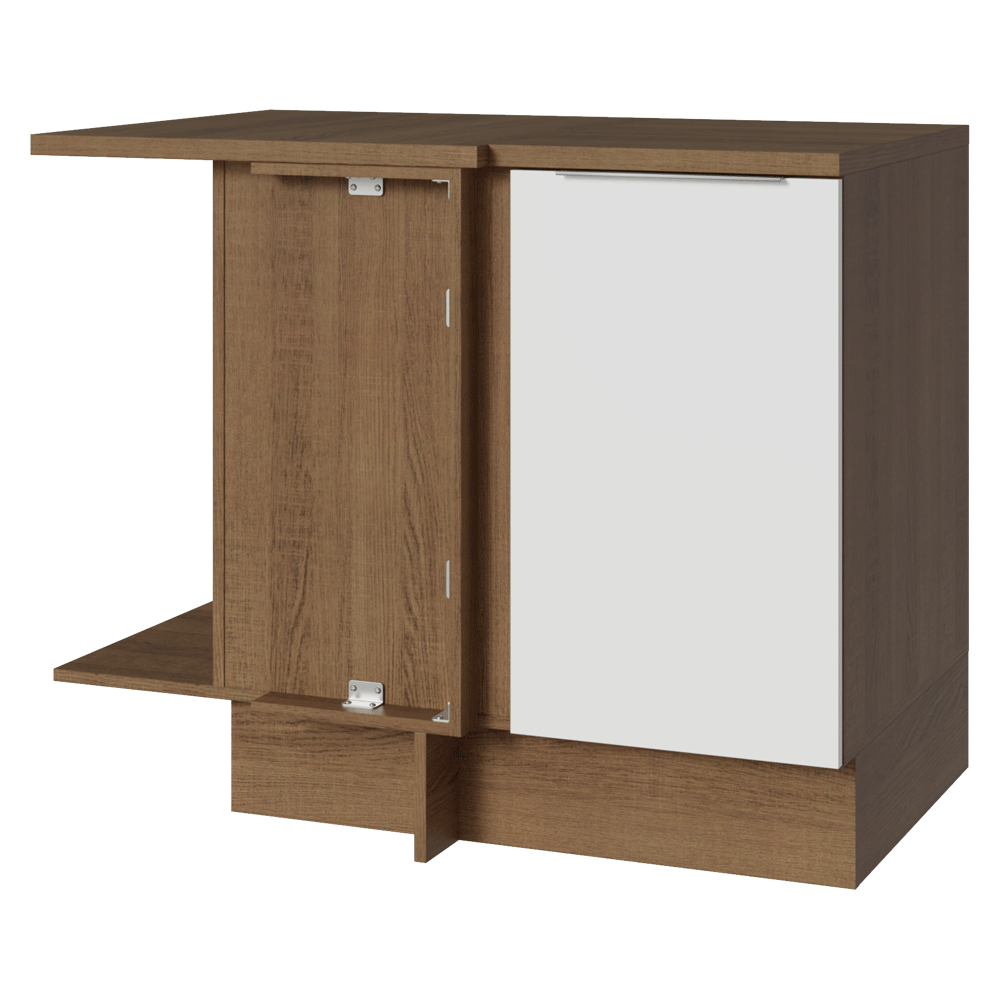 Gabinete Bajo Esquinero 102 cm 1 Puerta Marrón/Blanco Stella Madesa
