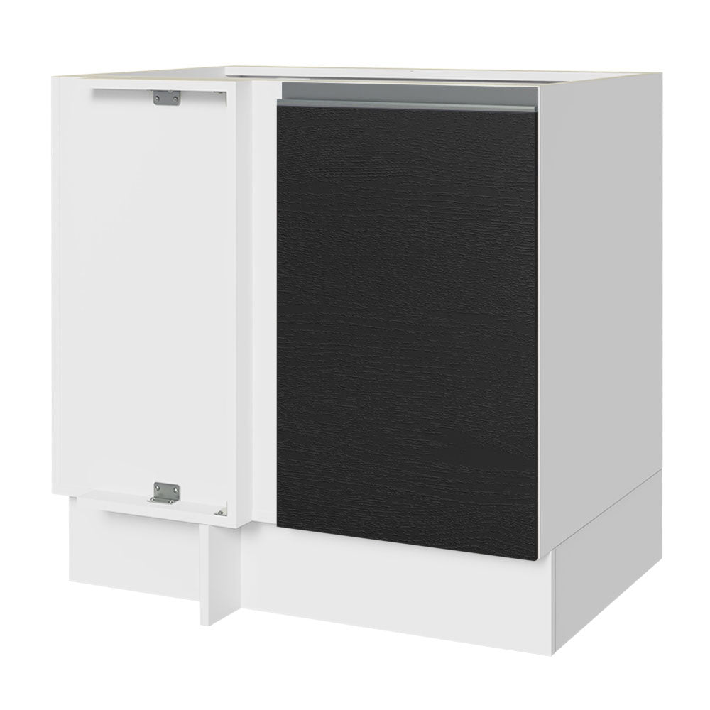 Gabinete Bajo Esquinero 80 cm 1 Puerta Sin Encimera Blanco/Negro Glamy Madesa