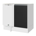 Gabinete Bajo Esquinero 80 cm 1 Puerta Sin Encimera Blanco/Negro Glamy Madesa
