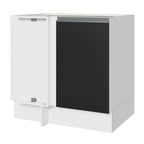 Gabinete Bajo Esquinero 80 cm 1 Puerta Sin Encimera Blanco/Negro Glamy Madesa