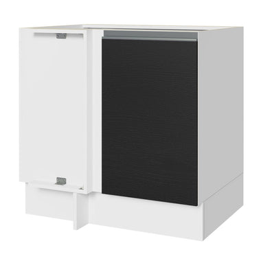 Gabinete Bajo Esquinero 80 cm 1 Puerta Sin Encimera Blanco/Negro Glamy Madesa