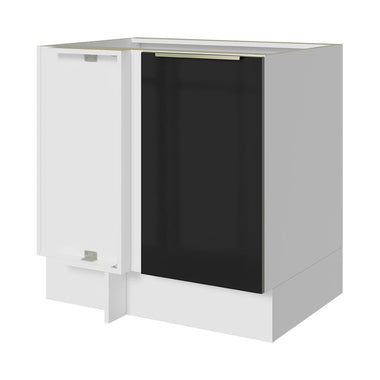 Gabinete Bajo Esquinero 80 cm 1 Puerta Sin Encimera Blanco/Negro Lux Madesa