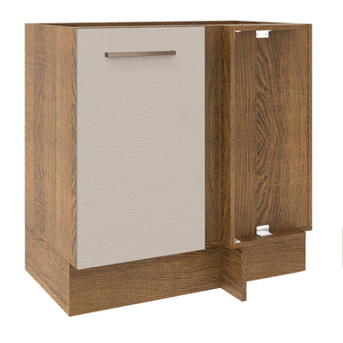 Gabinete Bajo Esquinero 80 cm 1 Puerta Sin Encimera Marrón/Crema Agata Madesa