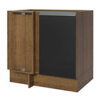 Gabinete Bajo Esquinero 80 cm 1 Puerta Sin Encimera Marrón/Negro Glamy Madesa