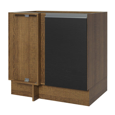 Gabinete Bajo Esquinero 80 cm 1 Puerta Sin Encimera Marrón/Negro Glamy Madesa