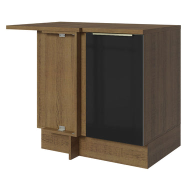 Gabinete Bajo Esquinero 102 cm 1 Puerta Marrón/Negro Lux Madesa