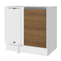 Gabinete Bajo Esquinero 80 cm 1 Puerta Sin Encimera Blanco/Marrón Glamy Madesa