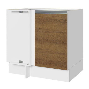 Gabinete Bajo Esquinero 80 cm 1 Puerta Sin Encimera Blanco/Marrón Glamy Madesa