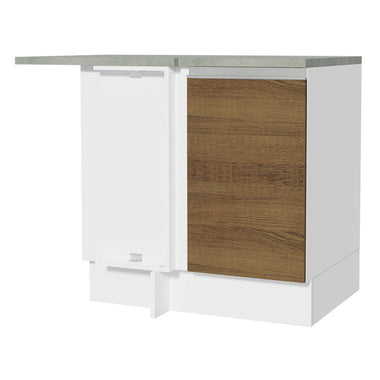 Gabinete Bajo Esquinero 102 cm 1 Puerta Blanco/Marrón Glamy Madesa