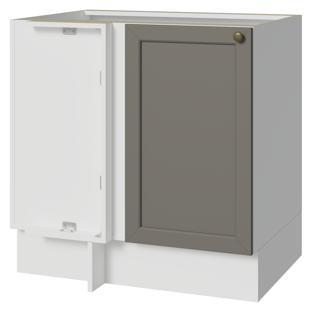 Gabinete Bajo Esquinero para Línea de 60 cm Profundidad (Sin encimera) Blanco/Gris Vik Madesa