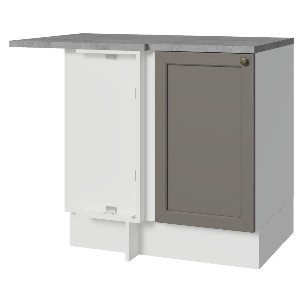 Gabinete Bajo Esquinero para Línea de 60 cm Profundidad (Con Encimera) Blanco/Gris Vik Madesa
