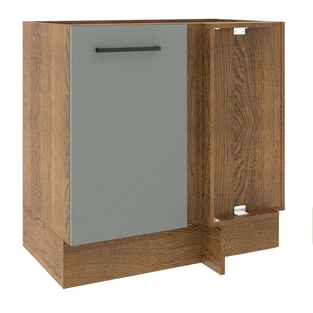 Gabinete Bajo de Esquina de Cocina 60 de Profundidad con 1 Puerta (Sin Encimera) Agata Marrón/Gris