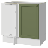 Gabinete Bajo Esquinero para Línea de 60 cm Profundidad (Sin encimera) Blanco/Verde Vik Madesa