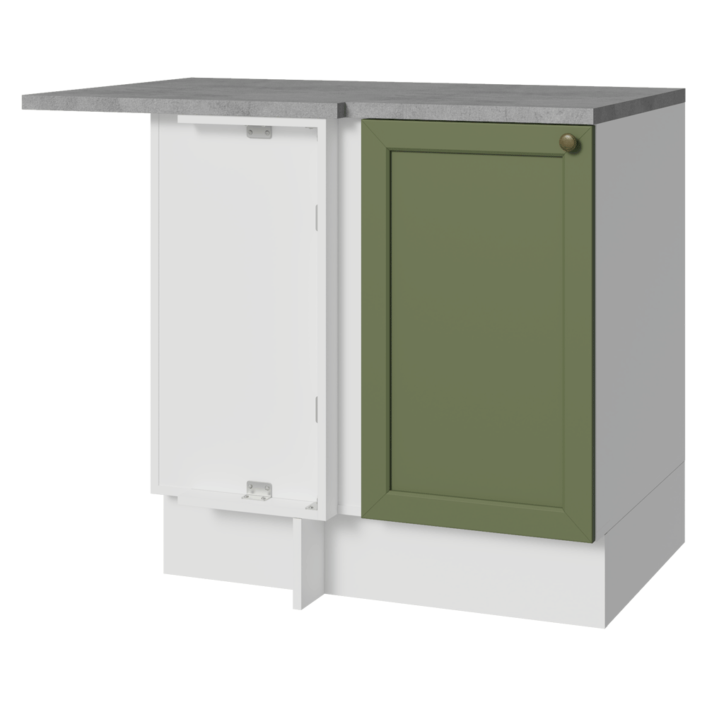 Gabinete Bajo Esquinero para Línea de 60 cm Profundidad (Con Encimera) Blanco/Verde Vik Madesa