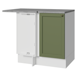 Gabinete Bajo Esquinero para Línea de 60 cm Profundidad (Con Encimera) Blanco/Verde Vik Madesa