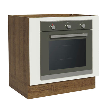 Gabinete Bajo para Horno de Empotrar 80 cm Sin Encimera Marrón/Blanco Agata, Glamy y Lux Madesa